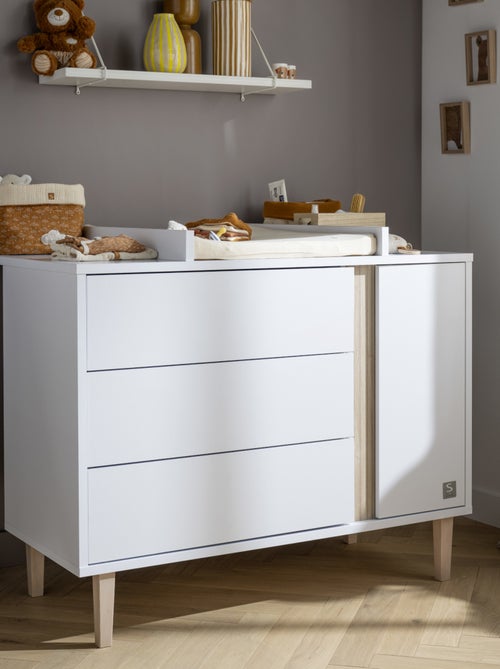 Cameretta Paloma, letto 140x70 trasformabile e cassettiera fasciatoio a 3 cassetti e 1 - SAUTHON - Kiabi