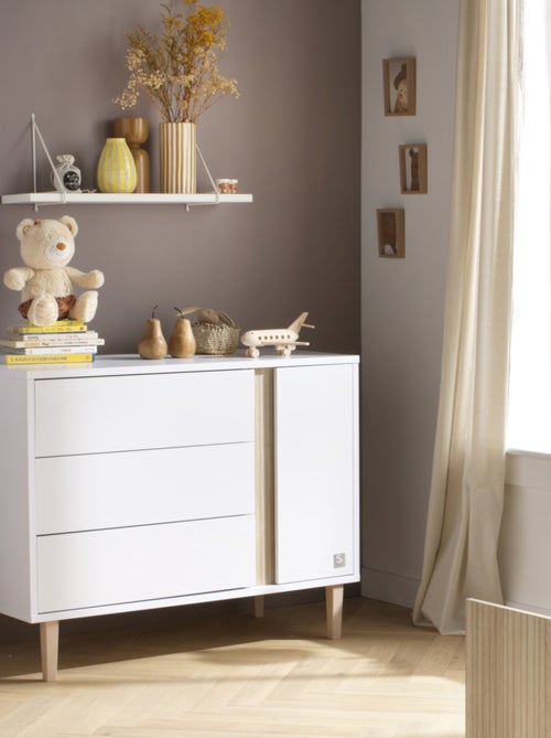 Cameretta Paloma, letto 140x70 trasformabile e cassettiera fasciatoio a 3 cassetti e 1 - SAUTHON - Kiabi