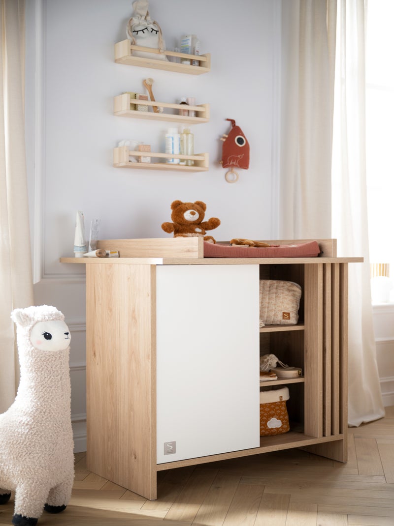 Cameretta trasformabile Tokyo, letto trasformabile 140x70 e cassettiera Claustra - Chêne - SAUTHON Bianco Marrone - Kiabi