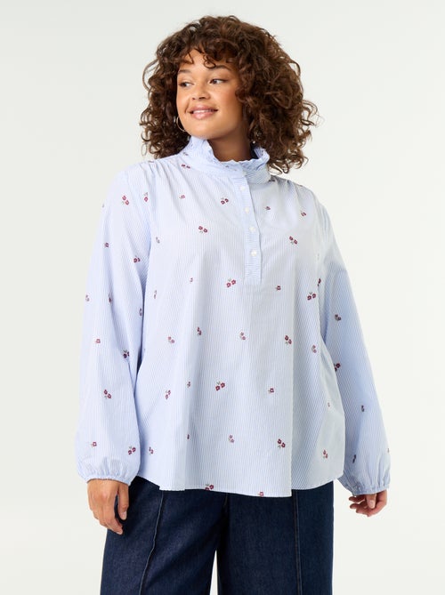 Camicetta a fiori ricamati con collo alto - Kiabi