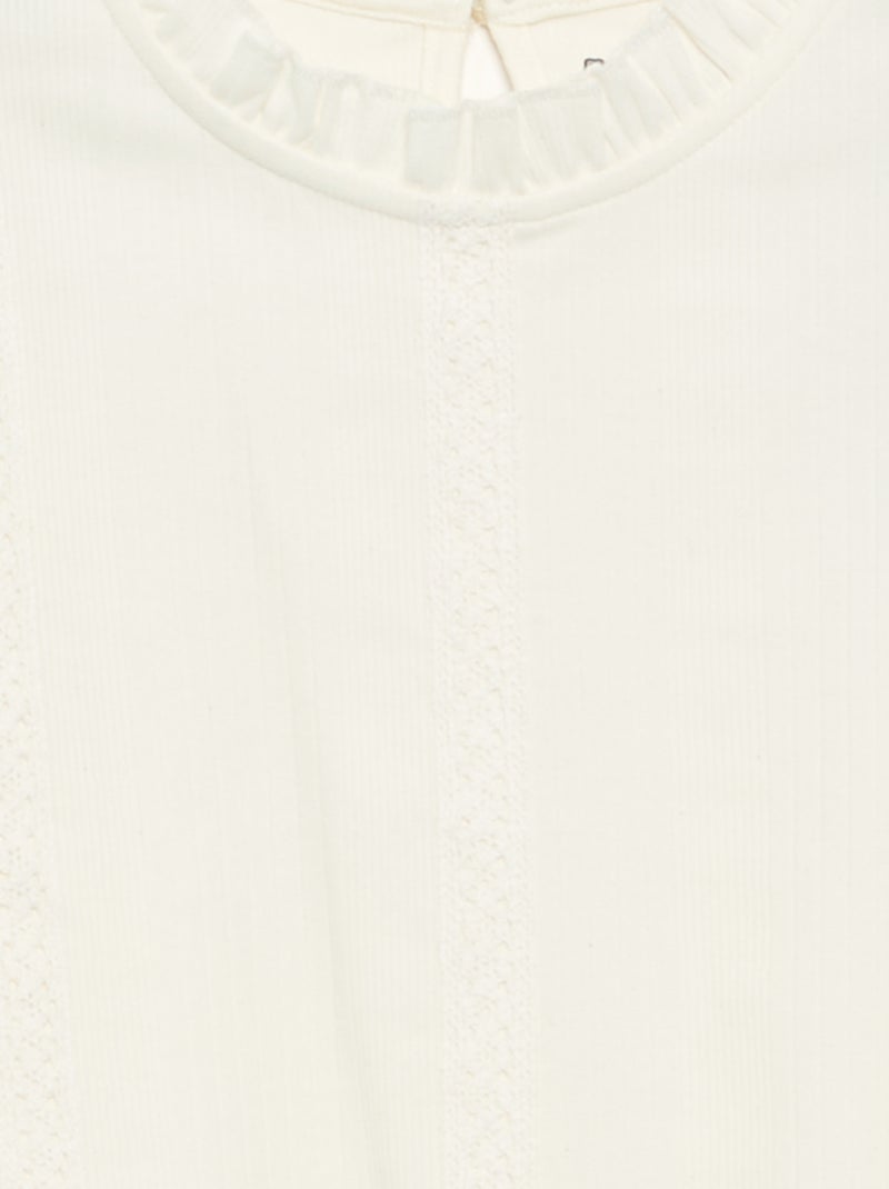 Camicetta a maniche lunghe con colletto a volant Beige - Kiabi