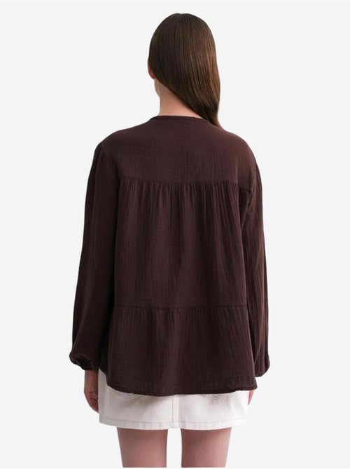 Camicetta a maniche lunghe dalla vestibilità relaxed con fiocco al collo mixray - Kiabi Camicetta a maniche lunghe dalla vestibilità relaxed con fiocco al collo mixray - Kiabi