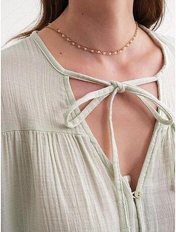 Camicetta a maniche lunghe dalla vestibilità relaxed con fiocco al collo mixray