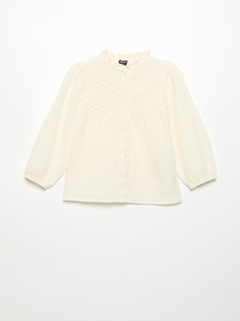 Camicetta a maniche lunghe e collo fantasia Beige - Kiabi