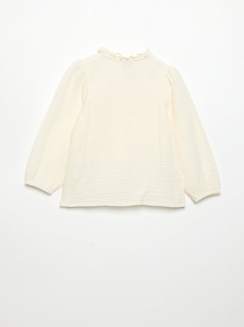Camicetta a maniche lunghe e collo fantasia Beige - Kiabi