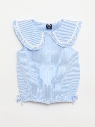 Camicetta a righe in popeline con colletto alla Claudine