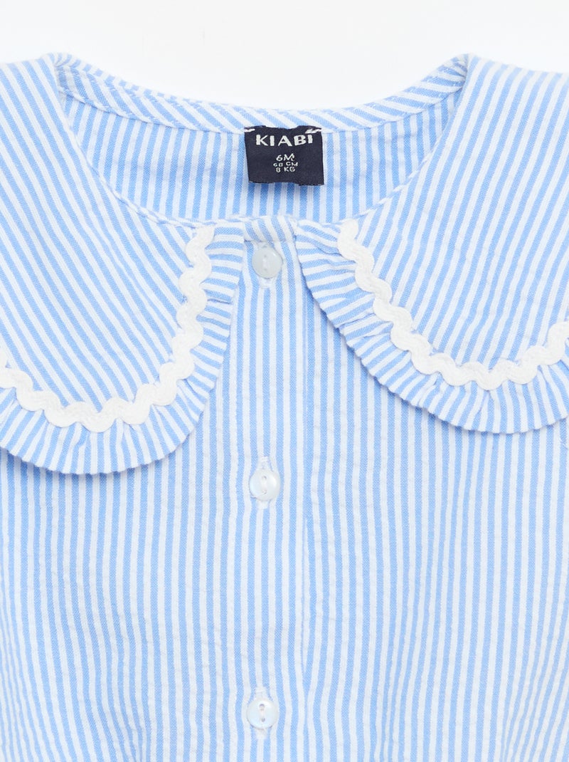 Camicetta a righe in popeline con colletto alla Claudine Blu - Kiabi