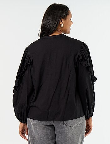 Camicia a tinta unita con volant