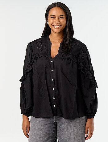 Camicia a tinta unita con volant