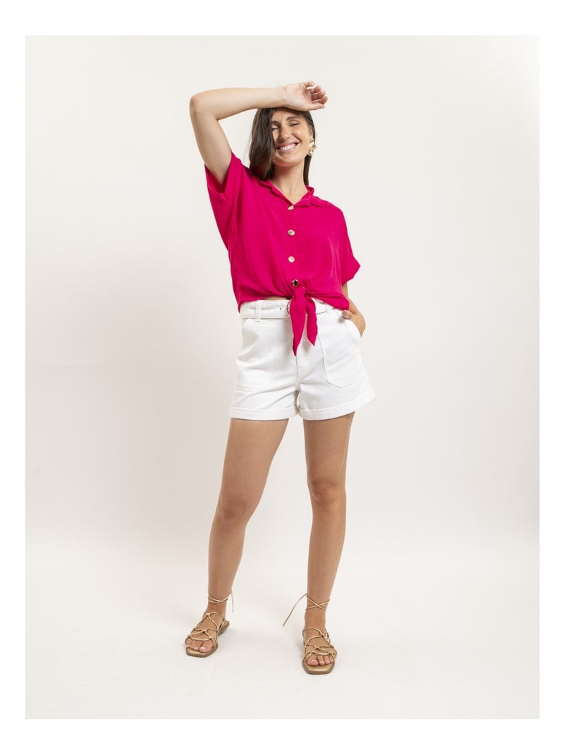 Camicetta annodata ORAGE Rosa fucsia - Kiabi