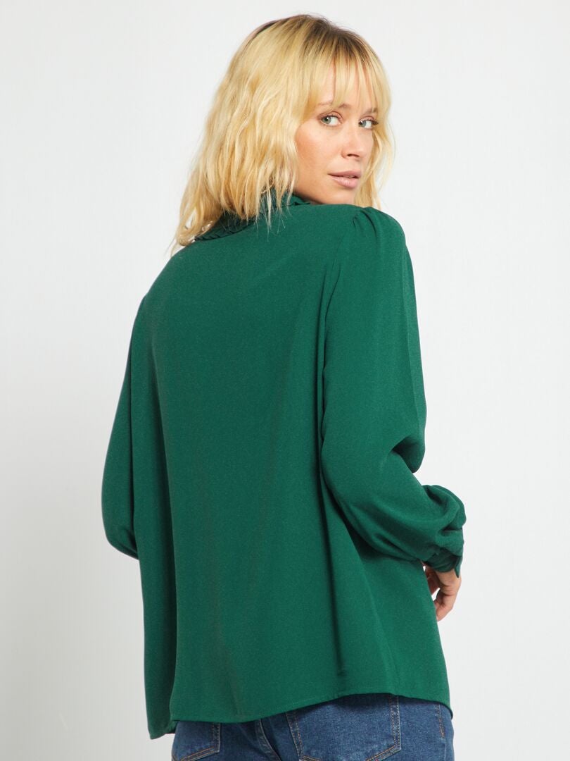 Camicetta collo stile pigiama grigio verde - Kiabi