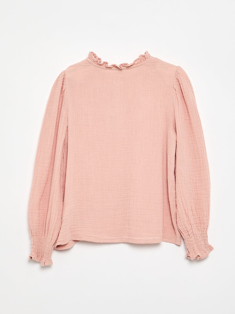 Camicetta con collo a volant Rosa - Kiabi