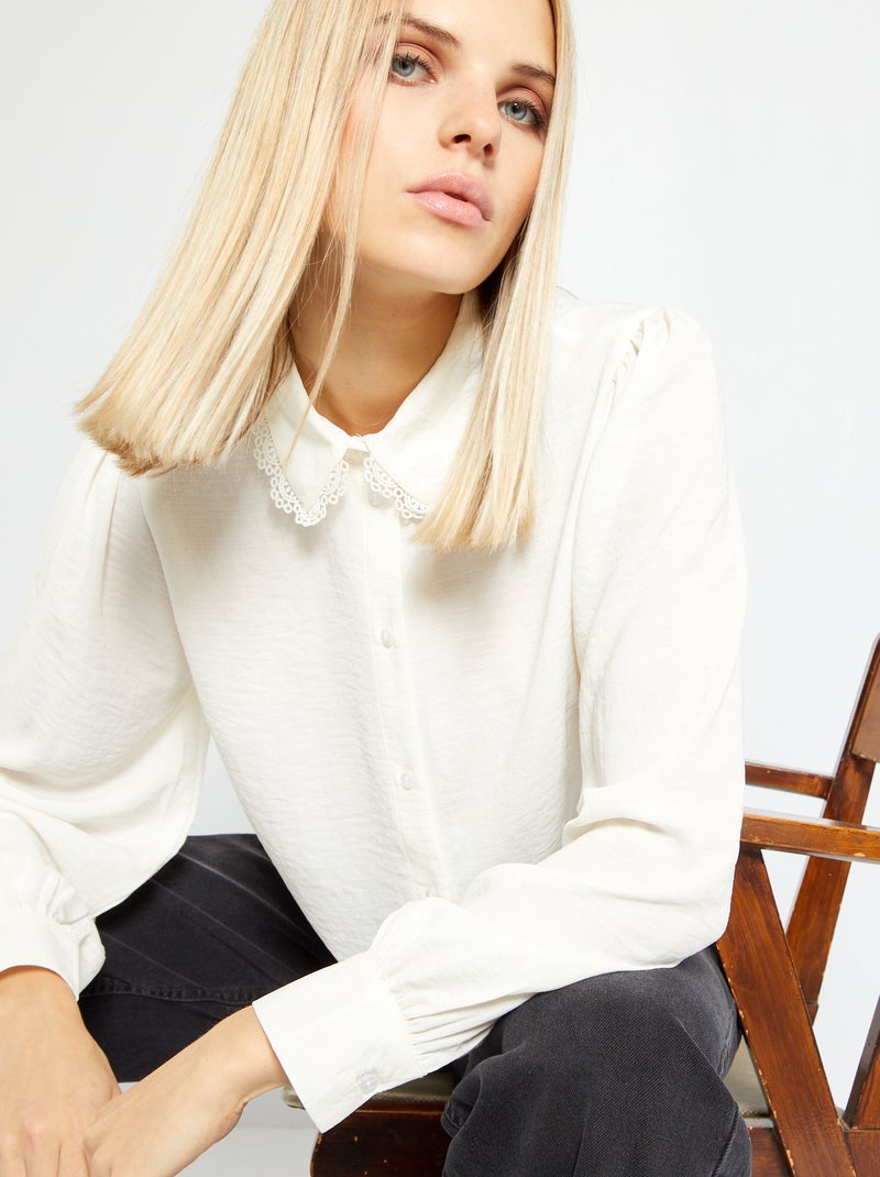 Camicetta con collo con pizzo 'Jacqueline De Yong' BEIGE - Kiabi