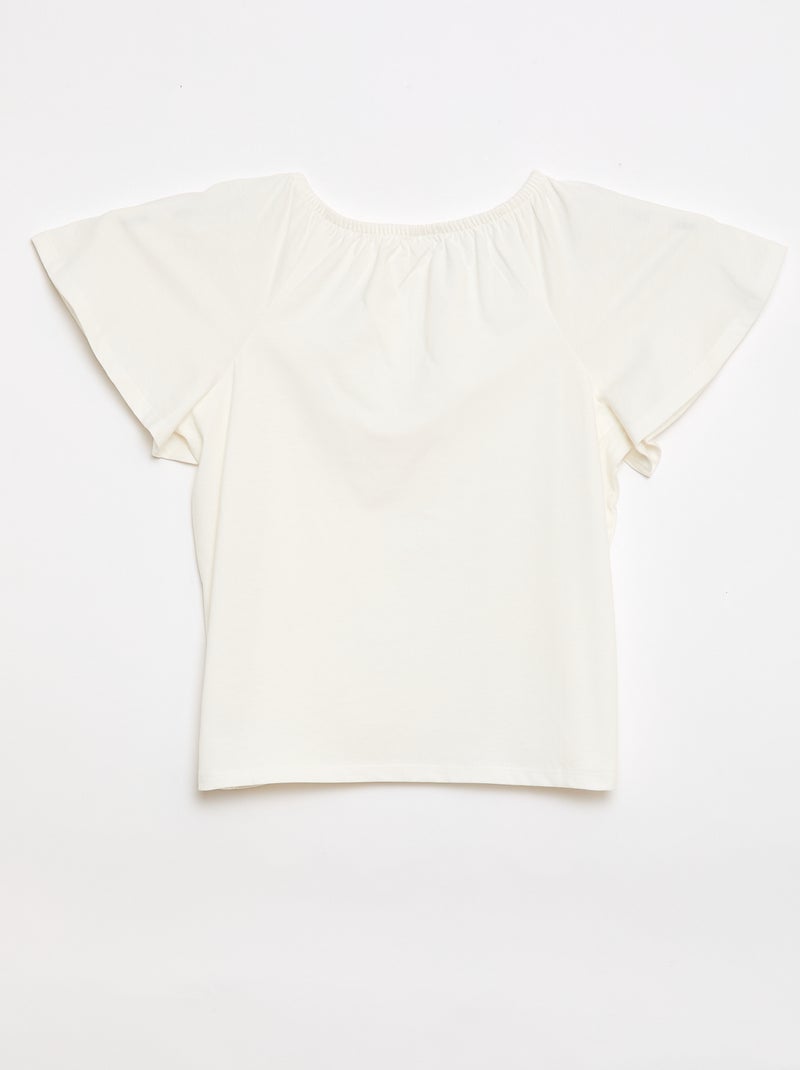Camicetta con collo e fondo maniche elasticizzati - Collezione facile da indossare Bianco Ecru - Kiabi