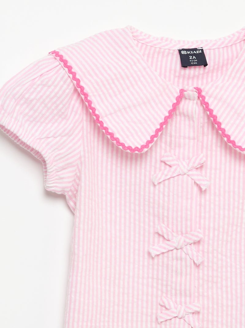 Camicetta con fiocchi a maniche corte Rosa - Kiabi