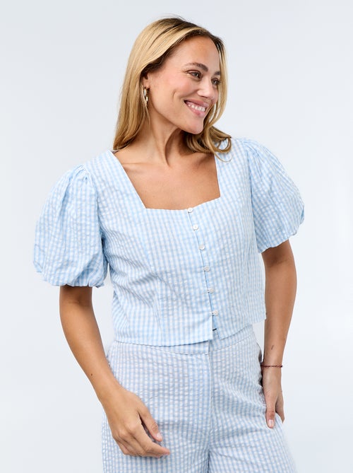Camicetta cropped in maglia goffrata - Kiabi