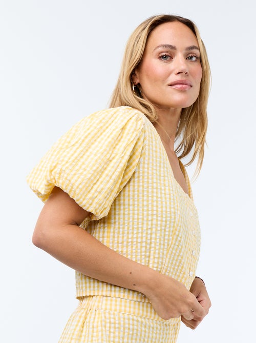 Camicetta cropped in maglia goffrata - Kiabi