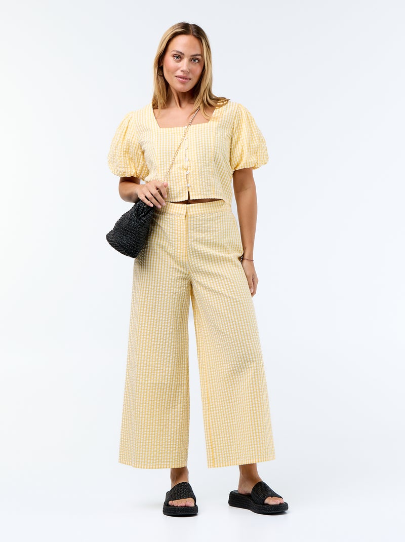 Camicetta cropped in maglia goffrata Giallo - Kiabi