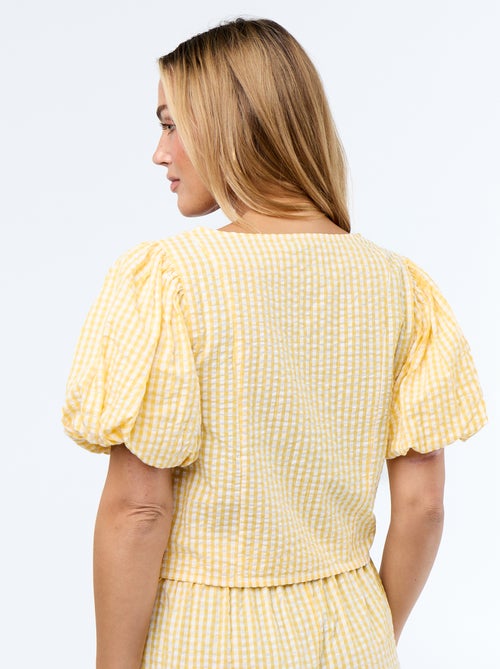 Camicetta cropped in maglia goffrata - Kiabi