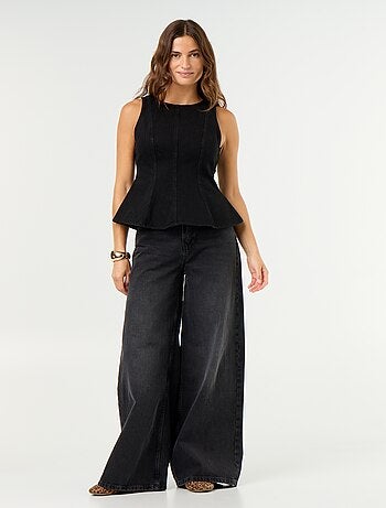 Blusa di jeans senza maniche