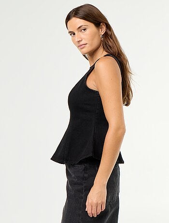 Blusa di jeans senza maniche