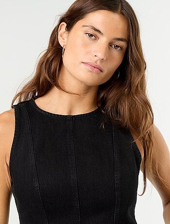 Blusa di jeans senza maniche