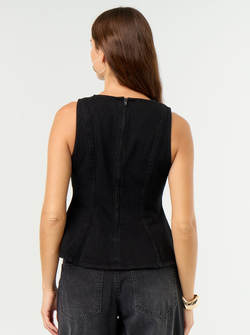 Camicetta di jeans senza maniche Nero - Kiabi
