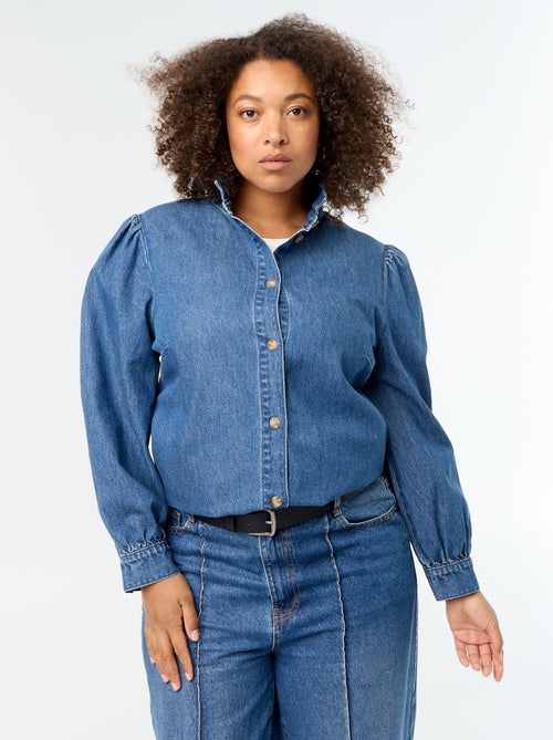 Camicetta in denim con collo alto a volant - Kiabi
