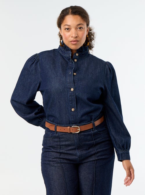 Camicetta in denim con collo alto a volant - Kiabi
