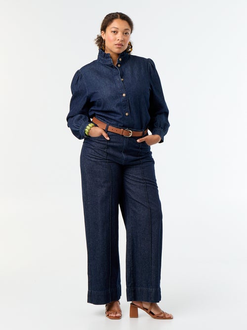 Camicetta in denim con collo alto a volant - Kiabi