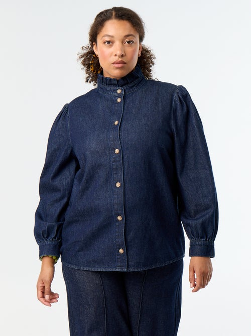 Camicetta in denim con collo alto a volant - Kiabi