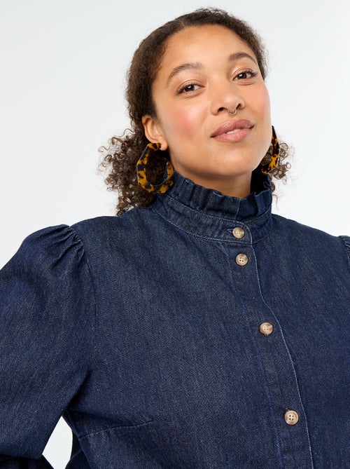 Camicetta in denim con collo alto a volant - Kiabi