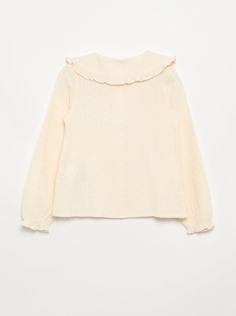 Camicetta in doppia garza con colletto Claudine Beige - Kiabi