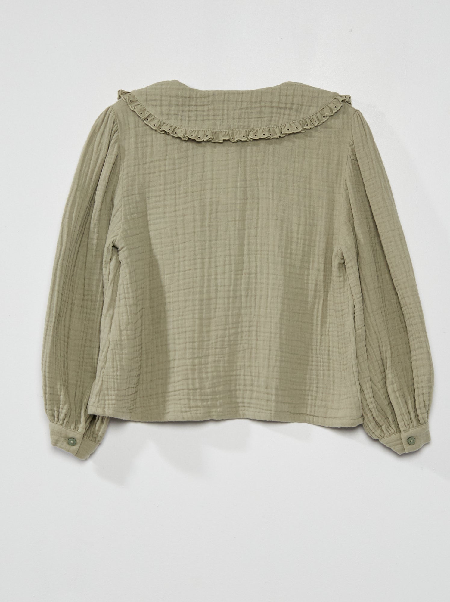 Camicetta A Quadretti In Cotone Per Ragazza, Colletto Peter Pan Con Arricciature E Maniche Lunghe, Stile Preppy Lolita