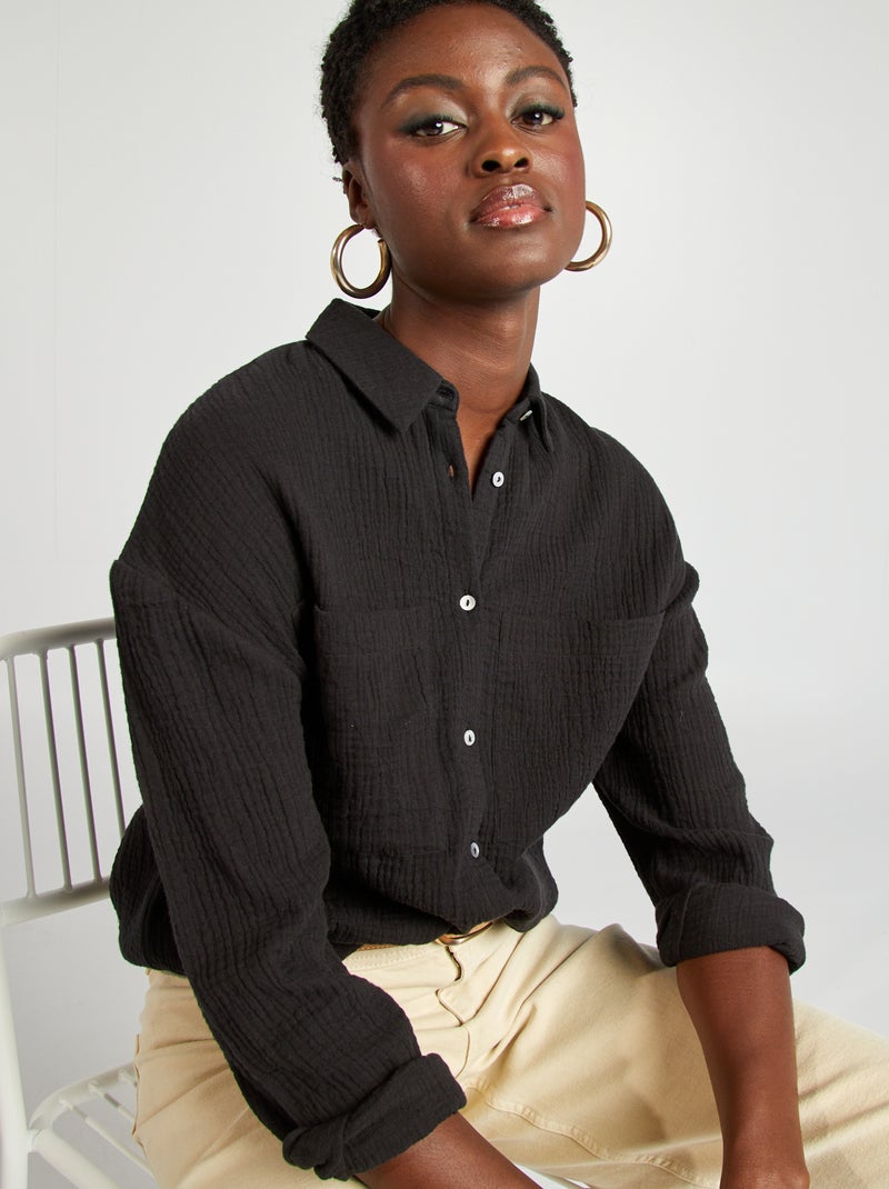 Camicetta in garza di cotone nero - Kiabi