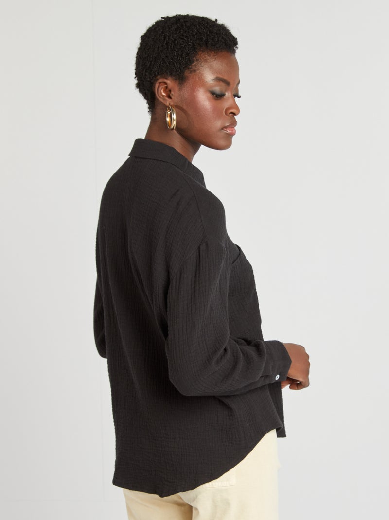 Camicetta in garza di cotone nero - Kiabi