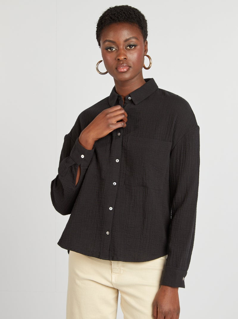 Camicetta in garza di cotone nero - Kiabi