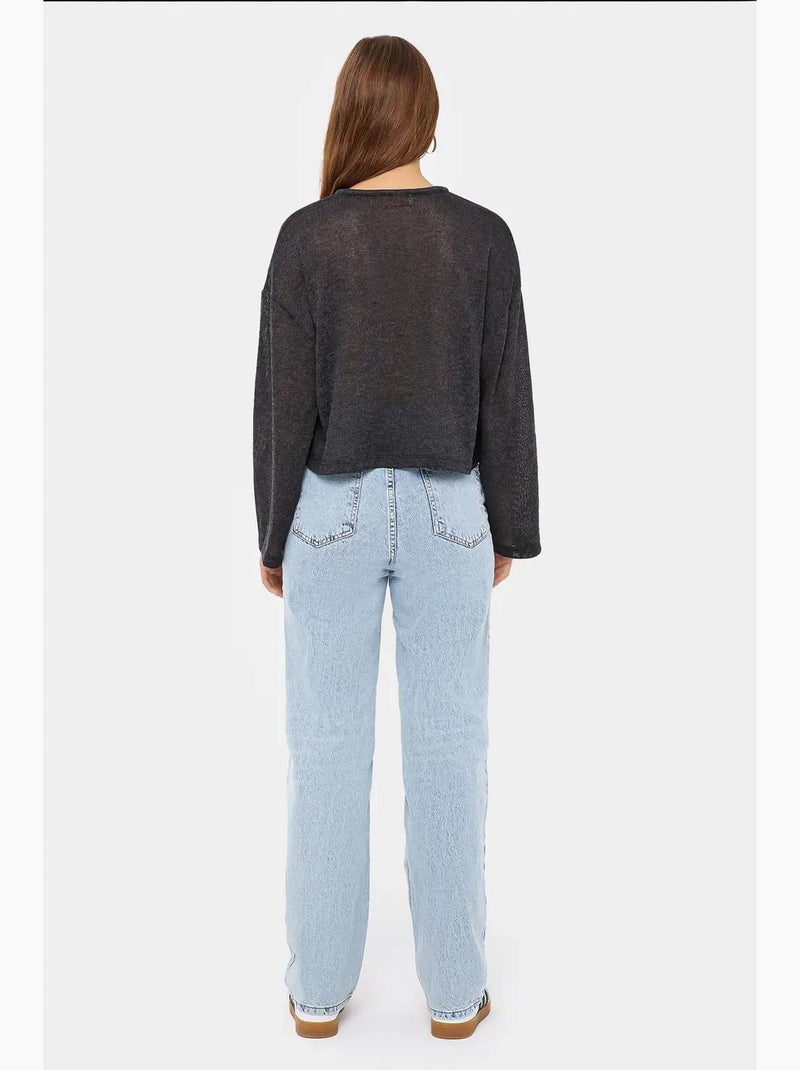 Camicetta in maglia ampia con scollo rotondo e dettaglio annodabile hiccup Grigio - Kiabi