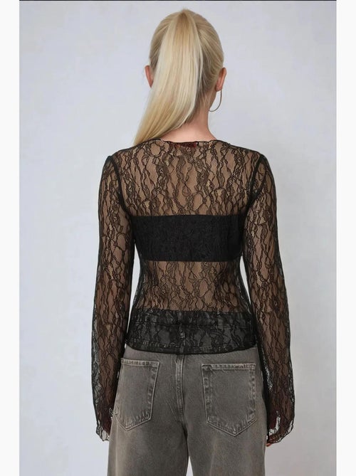 Camicetta in pizzo con scollo a giro hiccup - Kiabi Camicetta in pizzo con scollo a giro hiccup - Kiabi