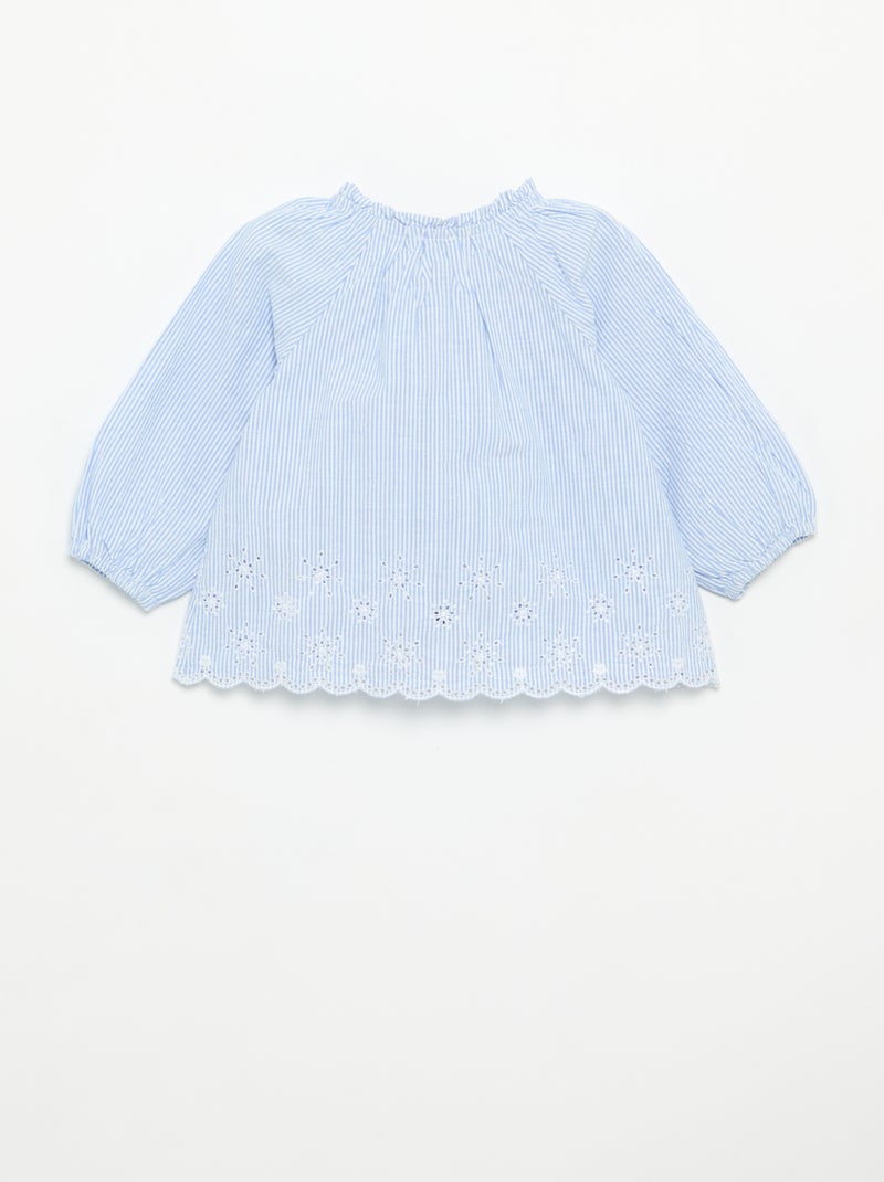 Camicetta in popeline con ricami Blu - Kiabi