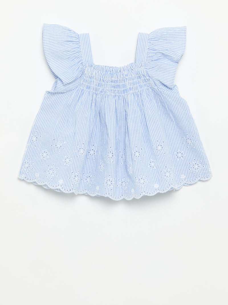 Camicetta in popeline con volant Blu - Kiabi