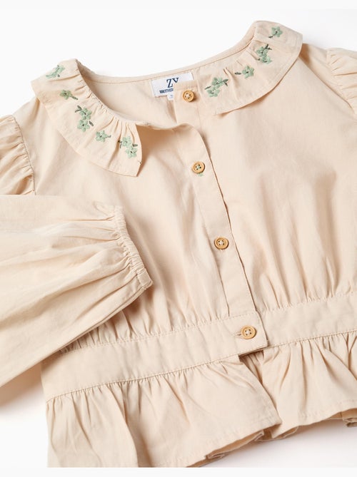 Camicetta in popeline con volant e maniche a palloncino - Kiabi