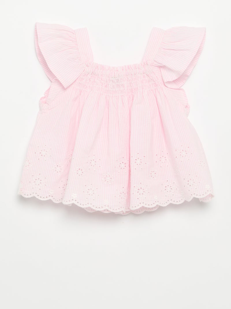 Camicetta in popeline con volant Rosa - Kiabi
