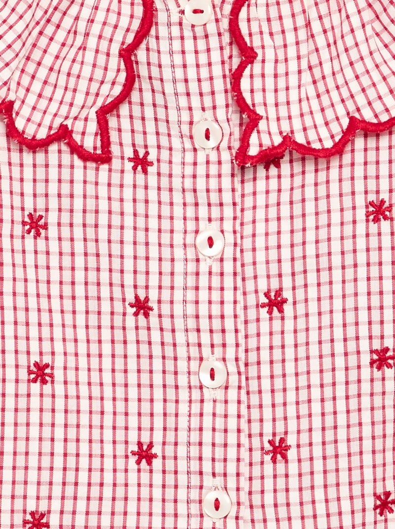 Camicetta in voile di cotone con colletto Claudine Rosso - Kiabi