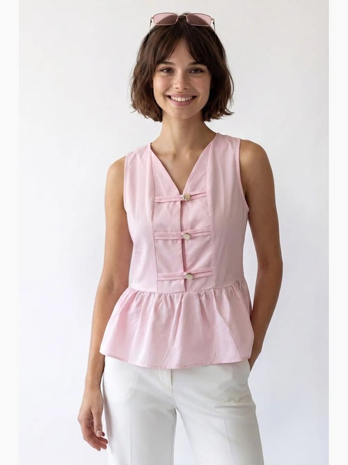 Camicetta peplum in popeline senza maniche mixray - Kiabi Camicetta peplum in popeline senza maniche mixray - Kiabi