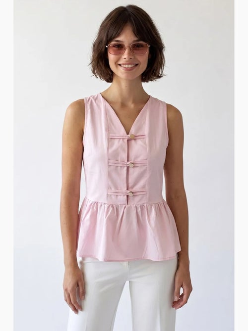Camicetta peplum in popeline senza maniche mixray - Kiabi Camicetta peplum in popeline senza maniche mixray - Kiabi