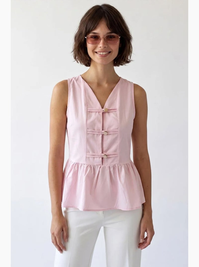 Camicetta peplum in popeline senza maniche mixray Rosa confetto - Kiabi