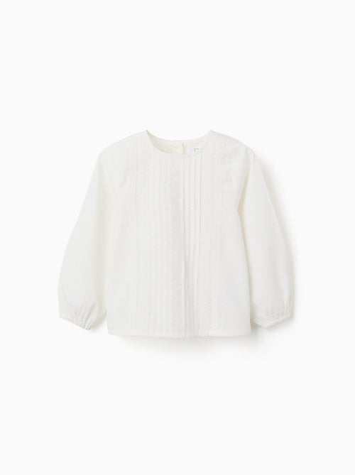 Camicetta popeline a manica lunga con pieghe frontali - Kiabi