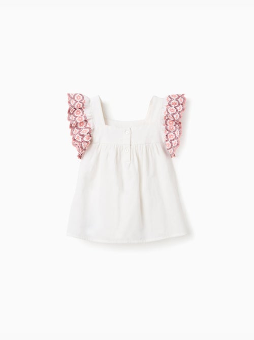 Camicetta senza maniche in lino e cotone con volant - Kiabi