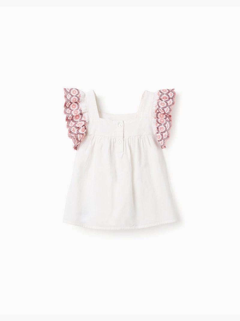 Camicetta senza maniche in lino e cotone con volant Beige chiaro - Kiabi